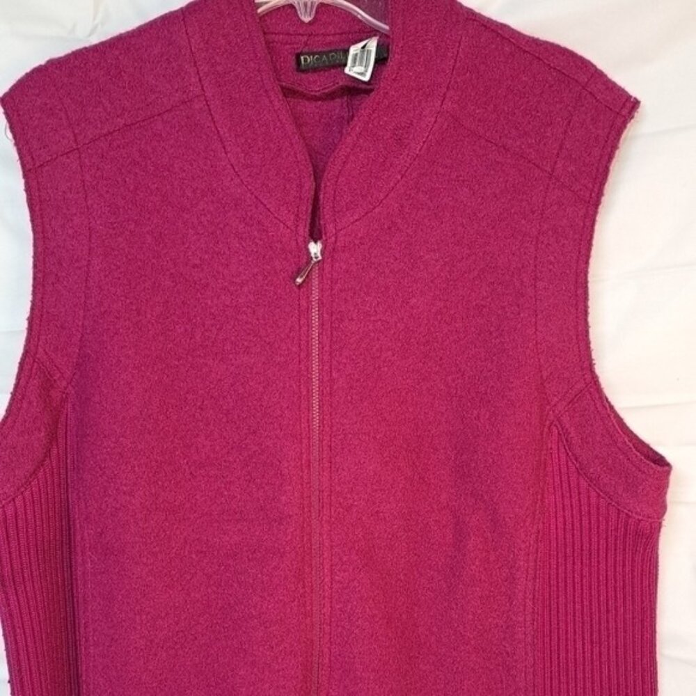 Picadilly Wool Blend Pink Women's Vest  With Pockets Size 2XL Full Zip Barbie